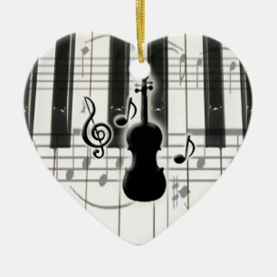 Herz-Klavier-Tastatur-Violinen-Verzierung Keramikornament