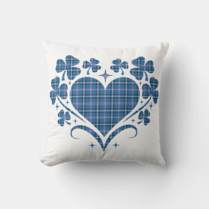 Herz-Kleeblatt-Karo Blau Klassischer Klee Kissen