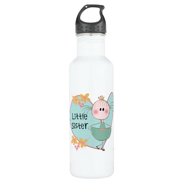 Herz-kleine Schwester Edelstahlflasche (Vorderseite)