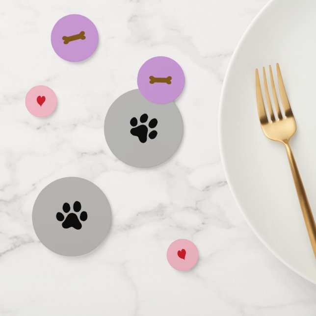 Herz, Knochen und schwarze Paw Print Konfetti (Gruppe)
