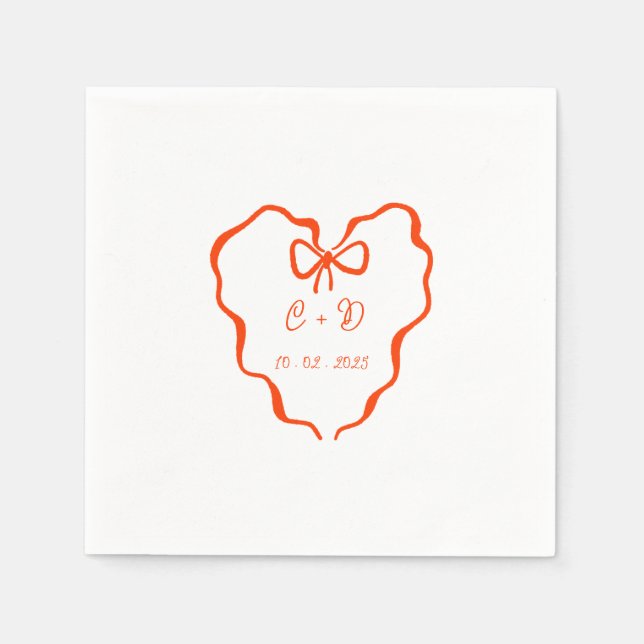 Herz Koketten Hochzeit Serviette (Vorderseite)