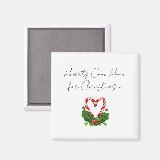 Herz kommt Zuhause für Weihnachts Candy Cane Herz Magnet (Vorderseite/Rückseite)
