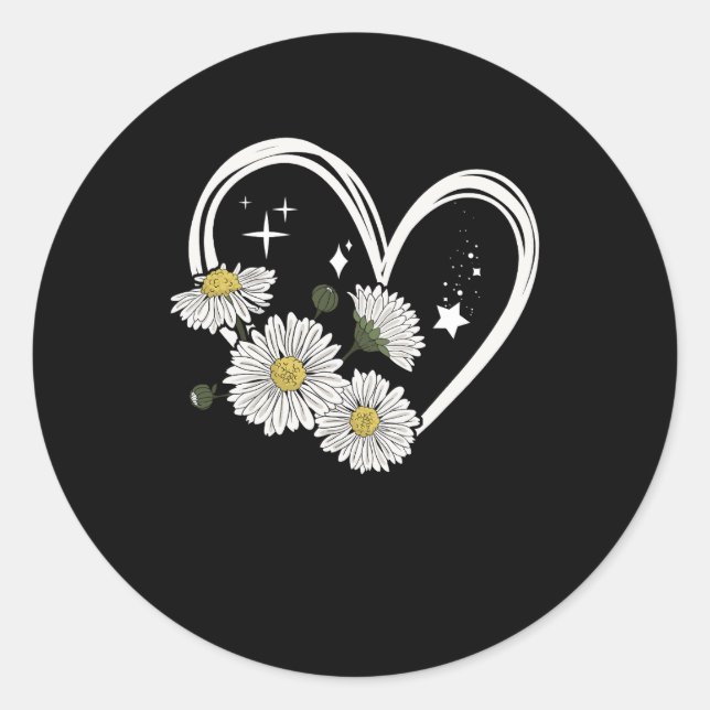 Herz-Kontur mit Daisy-Blume Oopsie Daisy Girl Runder Aufkleber (Vorderseite)