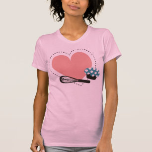 Herz-Konturbackenbäckerkuchen-T - Shirt-Schürze T-Shirt