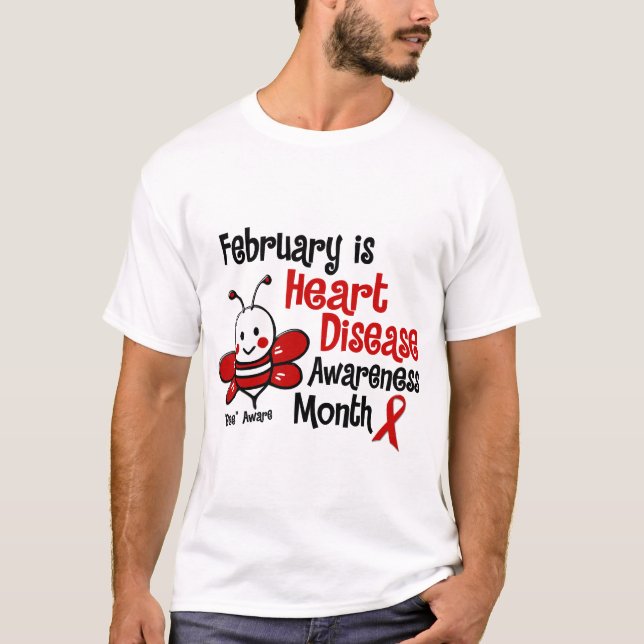 Herz-Krankheits-Bewusstseins-Monats-Biene 1,3 T-Shirt (Vorderseite)