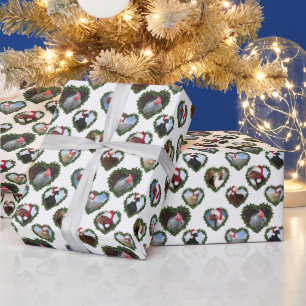 Herz Kranz Hühner Weihnachten Geschenkpapier