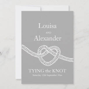 Herz Krawatte die knot Hochzeit grau weiß Einladun Einladung