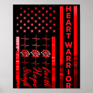 Herz-Krieger-Flagge Herzkrankheit-Bewusstsein Krie Poster