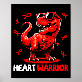 Herz Krieger Trex Dinosaur Herzkrankheit Bewusstse Poster