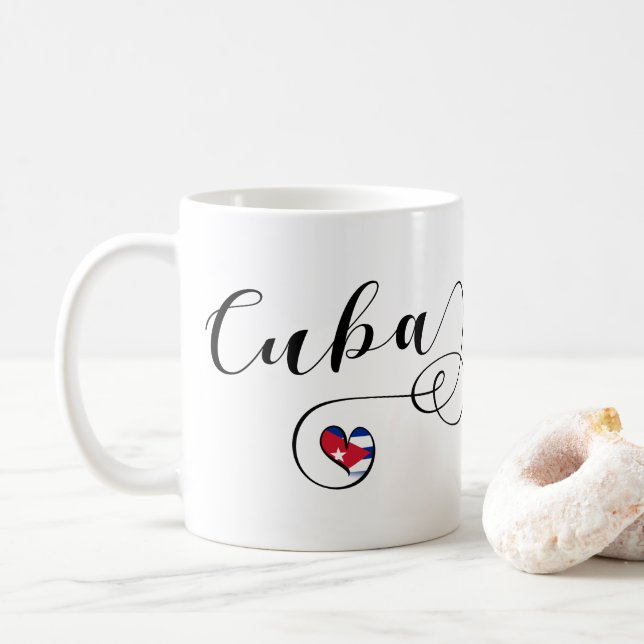 Herz Kuba Tasse, Kuba Herz, kubanische Flagge Kaffeetasse (Mit Donut)