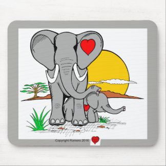Herz-Kunst-Elefanten Mousepad