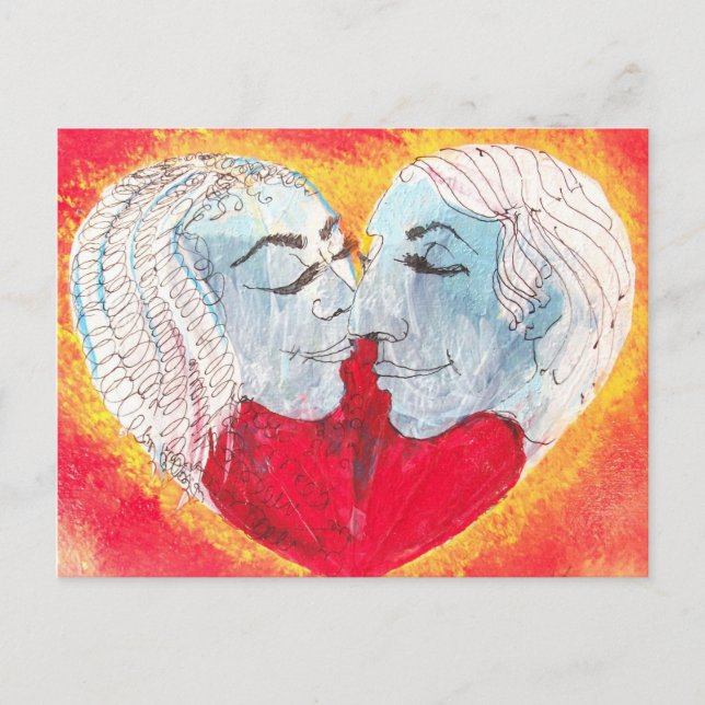 Herz-Kuss-Postkarte Postkarte (Vorderseite)