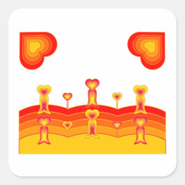 Herz-Landschafts-Aufkleber Quadratischer Aufkleber