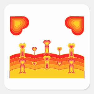 Herz-Landschafts-Aufkleber Quadratischer Aufkleber