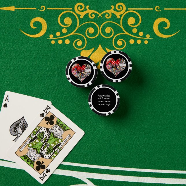 Herz - Las Vegas Spielkartenform Pokerchips (Pokertisch (Stapel))