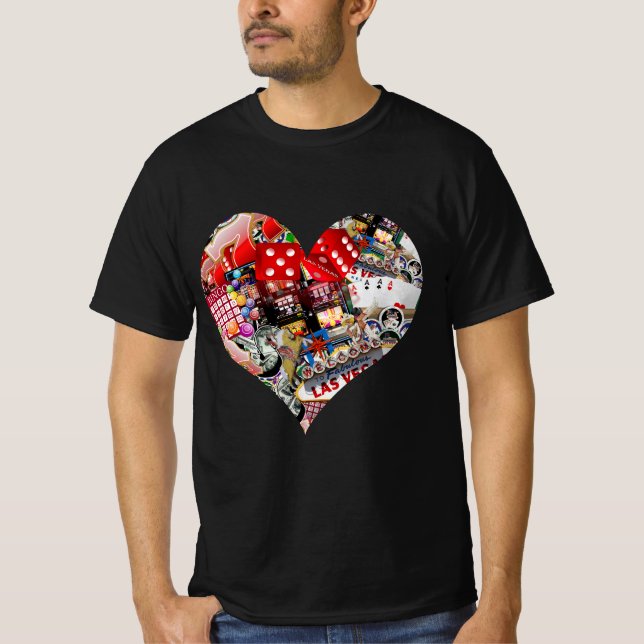 Herz - Las Vegas Spielkartenform T-Shirt (Vorderseite)