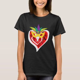 Herz Leopard Happy Mardi Gras Funny Carnival Maske T-Shirt