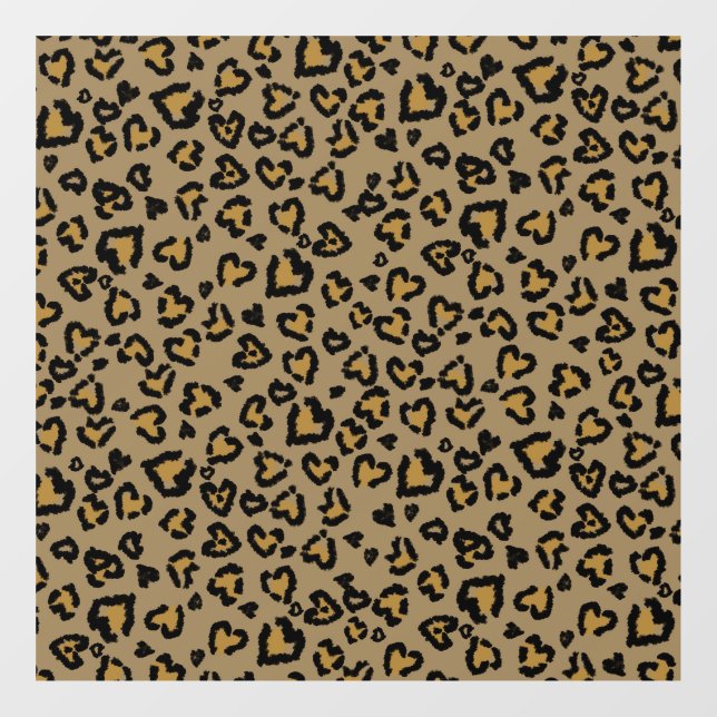 Herz-Leopard Muster in natürlichen Farben Fensteraufkleber (Blatt)