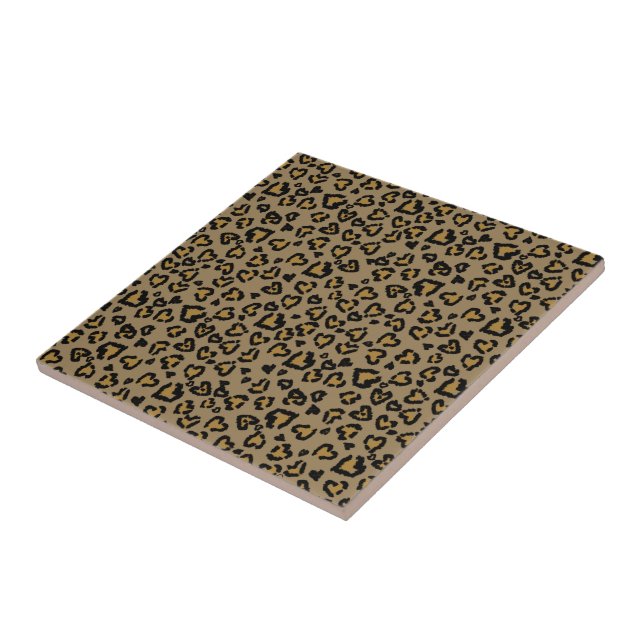 Herz-Leopard Muster in natürlichen Farben Fliese (Seite)