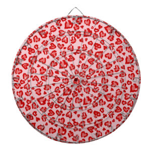 Herz Leopard Muster in Rot auf Blush Dartscheibe