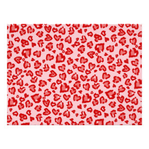 Herz Leopard Muster in Rot auf Blush Fotodruck