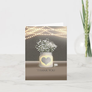 Herz leuchtendes Mason-Glas & Baby's Breath Dankes Dankeskarte