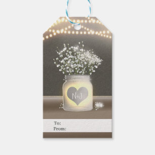 Herz leuchtendes Mason-Glas & Baby's Breath Hochze Geschenkanhänger