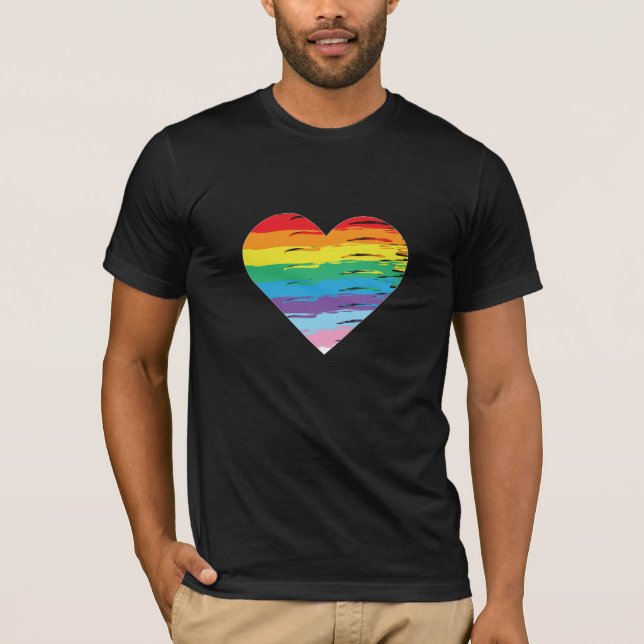 HERZ LGBTQIA Regenbogenflagge, Gay Pride T - Shirt (Vorderseite)