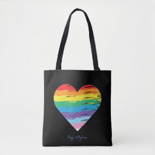 HERZ-LGBTQIA-Regenbogenflagge, Schwarzer Totenbeut Tasche