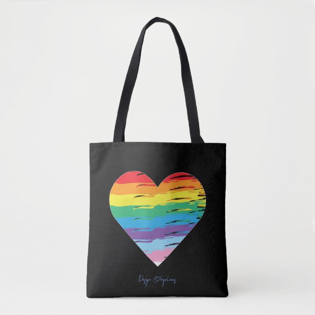 HERZ-LGBTQIA-Regenbogenflagge, Schwarzer Totenbeut Tasche (Vorderseite)