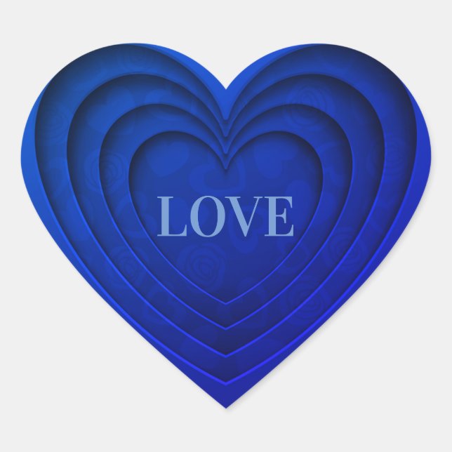 Herz "Liebe" Bright Blue Herz-Aufkleber (Vorderseite)