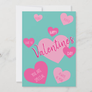 Herz Liebe Frohen Valentinstag Mint Rosa Nachricht Feiertagskarte