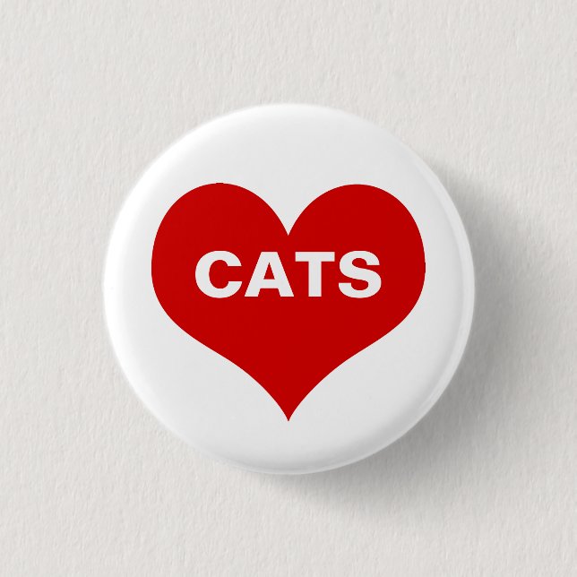 Herz (Liebe) Katzen Button (Vorderseite)