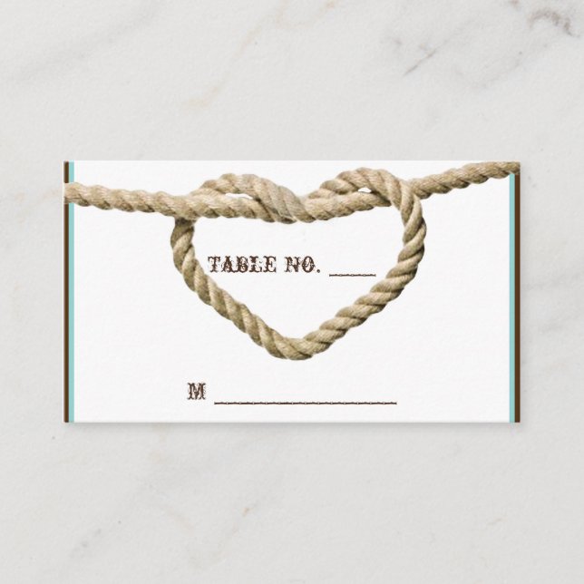 Herz Liebe Knot Western Hochzeit Platzkarten (Vorderseite)