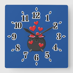 Herz-Liebe-Pop Quadratische Wanduhr