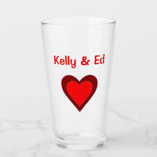 Herz Liebe Rote Hochzeit Paar 4Kelly & Ed (Namen) Glas