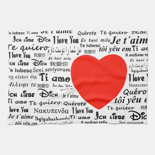 Herz Liebe Sie Küchentuch (Horizontal)