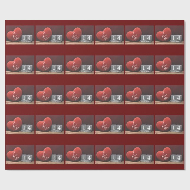 Herz & Liebe Valentinstag Wrapping Paper Geschenkpapier (Flach)