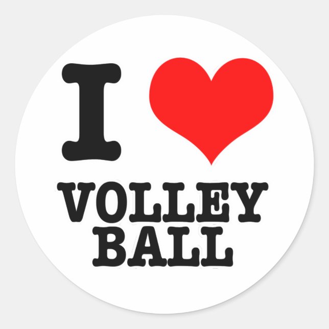 HERZ (LIEBE) VOLLEY BALL RUNDER AUFKLEBER (Vorderseite)
