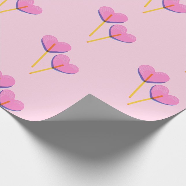 Herz Lillipop Rosa Geschenk Geschenkpapier (Ecke)