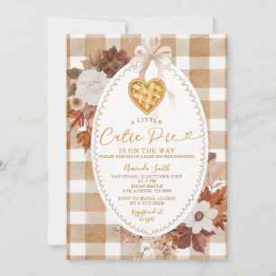 Herz Little Cutie Pie Braunes Gingham Baby Shower Einladung