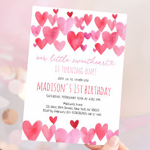 Herz Little Sweetheart erster Geburtstag Einladung