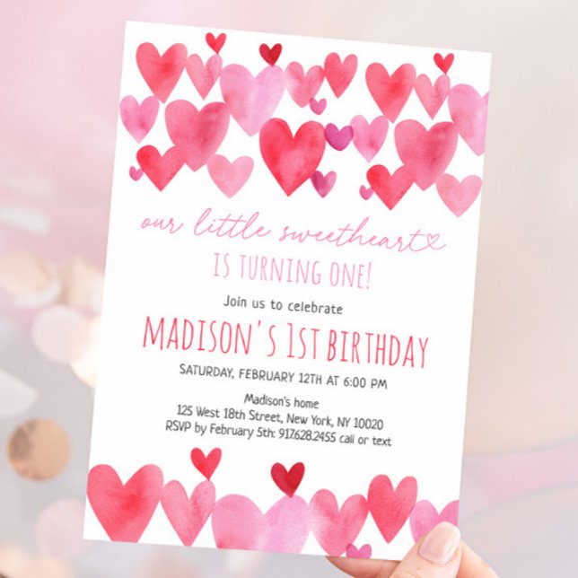 Herz Little Sweetheart erster Geburtstag Einladung (Von Creator hochgeladen)