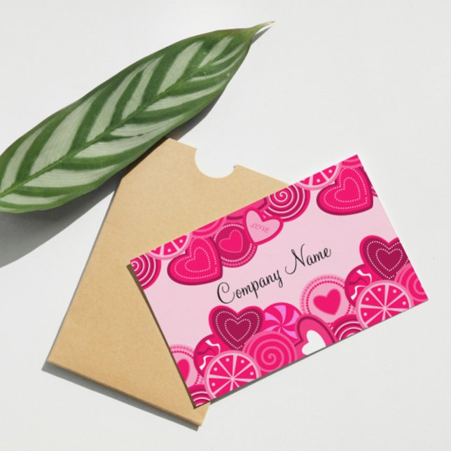 Herz Lollipop Candy Shop Bakery Business Card Visitenkarte (Von Creator hochgeladen)