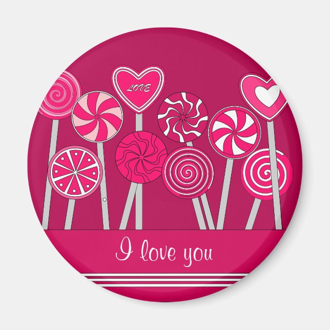 Herz Lollipops Design-Magnet Magnet (Vorne)