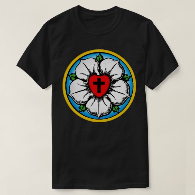Herz-Lutheran-Rose T-Shirt (Design vorne)