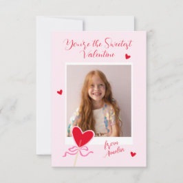 Herz Lutscher Foto Schleife Süßester Valentinstag  Mitteilungskarte