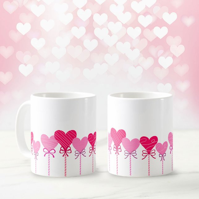 Herz-Lutscher-Rand-Kaffeetasse Kaffeetasse (Valentine Mug With Lollipop Border)