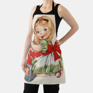 Herz Mädchen Kind Retro Süße Kinder Schürze