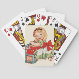 Herz Mädchen Kind Retro Süße Kinder Spielkarten